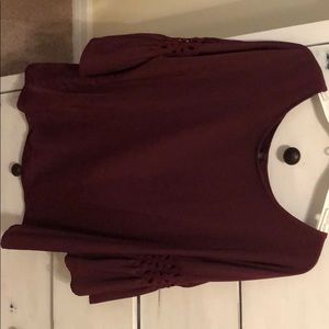 Maroon Top with open  lace at elbows